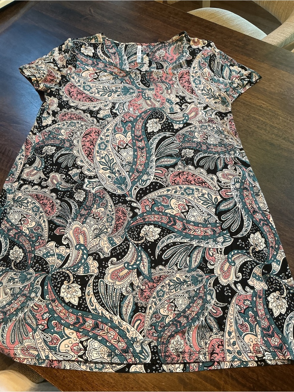 Soma Paisley Cool Nights Sleepshirt in Black, Teal & Pink
